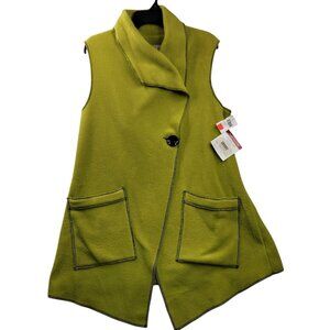 Janska Robin Sleeveless Oversized Fleece Vest Citron Color Sz S Pockets USA NWT